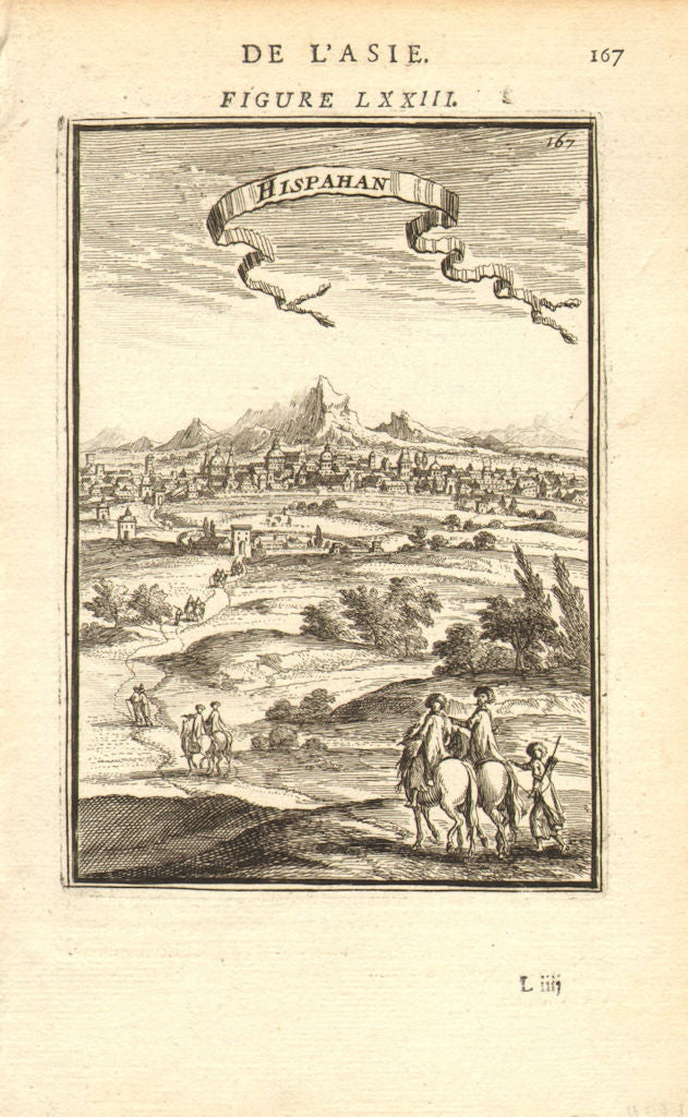 PERSIA (IRAN). View of Isfahan 'Hispahan'. Iran اصفهان. MALLET 1683 old print
